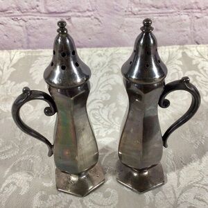 Vintage Revere Pewter by Benedict 347 Salt and Pepper Shaker Set with Handles